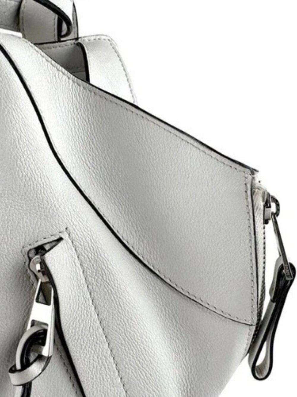 Auth LOEWE Hammock Shoulder Bag Handbag White Leather/Silvertone - z8614 - Picture 6 of 12